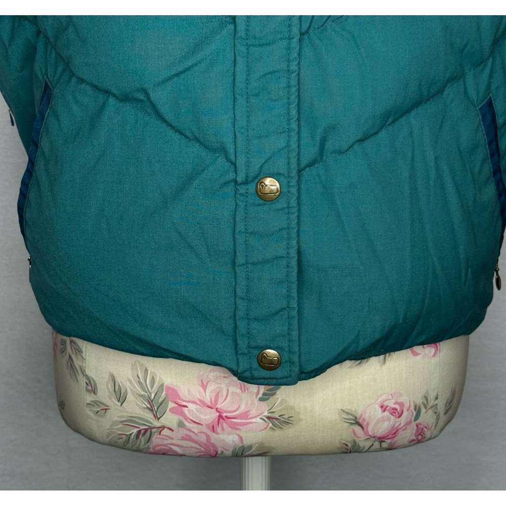 Vintage Woolrich Woman Down Puffer Vest Teal Sheep Logo Western Sz M Western EUC - Picture 7 of 11